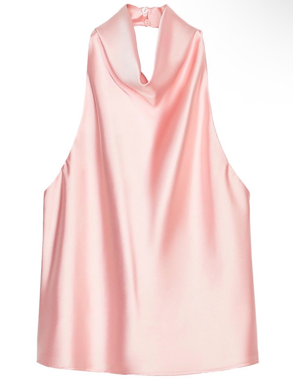 Zara Peachy Pink Satin Halter Neck Top